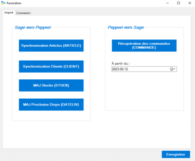 screenshot connecteur pepperi gesco